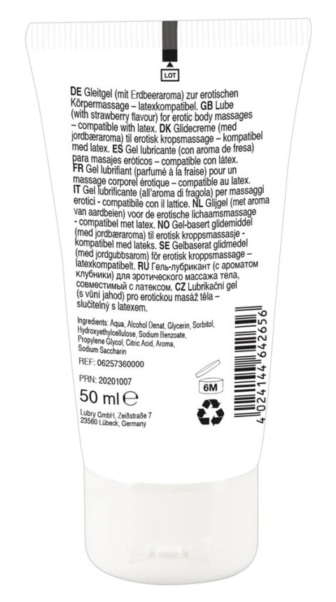 Lick It Żel do masażu wodny truskawkowy 50ml vegan care Lick It Żel do masażu wodny truskawkowy 50ml vegan care
