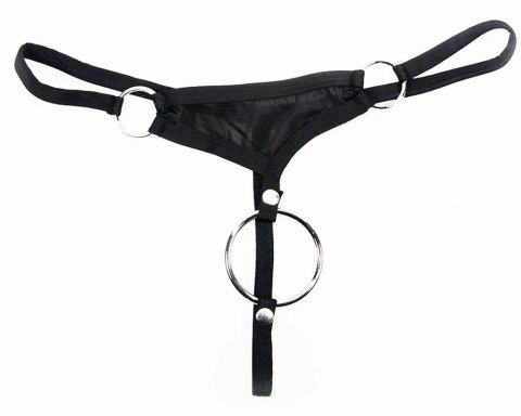 Svenjoyment Stringi męskie XL czarne z odpinanym pierścieniem 5 cm Svenjoyment Stringi męskie XL czarne z odpinanym pierścieniem 5 cm
