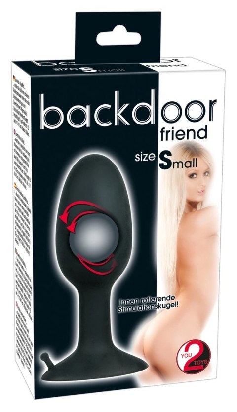 Backdoor Friend mały silikonowy korek z kulką stymulacyjną 8 cm czarny Backdoor Friend mały silikonowy korek z kulką stymulacyjną 8 cm czarny