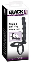 Black Velvets silikonowy ring intymny z elementem analnym, czarny