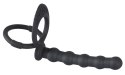 Black Velvets silikonowy ring intymny z elementem analnym, czarny