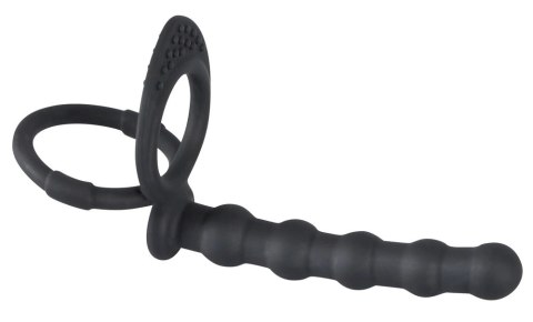 Black Velvets silikonowy ring intymny z elementem analnym, czarny Black Velvets silikonowy ring intymny z elementem analnym, czarny