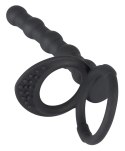 Black Velvets silikonowy ring intymny z elementem analnym, czarny