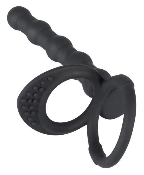 Black Velvets silikonowy ring intymny z elementem analnym, czarny Black Velvets silikonowy ring intymny z elementem analnym, czarny