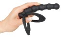 Black Velvets silikonowy ring intymny z elementem analnym, czarny