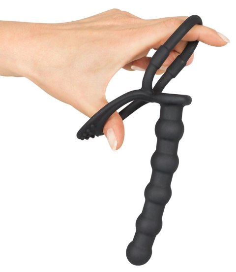 Black Velvets silikonowy ring intymny z elementem analnym, czarny Black Velvets silikonowy ring intymny z elementem analnym, czarny