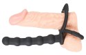Black Velvets silikonowy ring intymny z elementem analnym, czarny