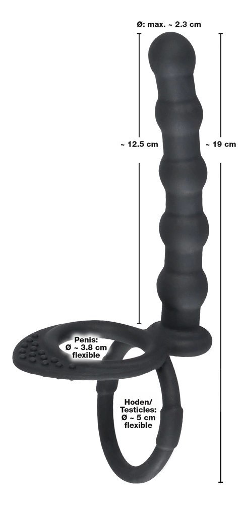 Black Velvets silikonowy ring intymny z elementem analnym, czarny Black Velvets silikonowy ring intymny z elementem analnym, czarny