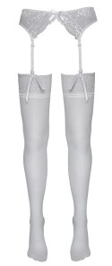 Cottelli Legwear Białe Pończochy z Szeroką Koronką 20 DEN 4