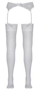 Cottelli Legwear Białe Pończochy z Szeroką Koronką 20 DEN 4