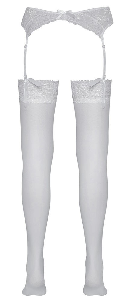 Cottelli Legwear Białe Pończochy z Szeroką Koronką 20 DEN 4 Cottelli Legwear Białe Pończochy z Szeroką Koronką 20 DEN 4