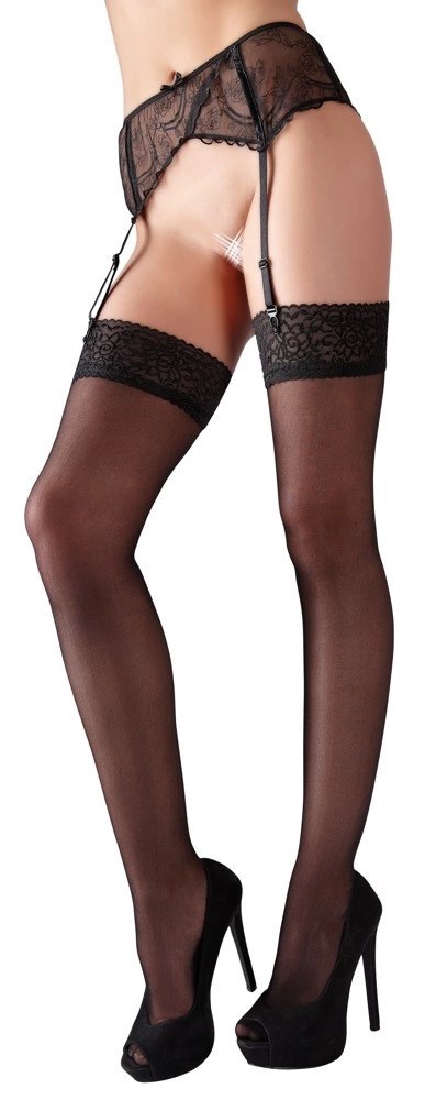Cottelli Legwear Klasyczne Pończochy Czarne Koronka Oeko-Tex Cottelli Legwear Klasyczne Pończochy Czarne Koronka Oeko-Tex