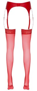 Cottelli Legwear Pończochy czerwone z szeroką koronką 20 den