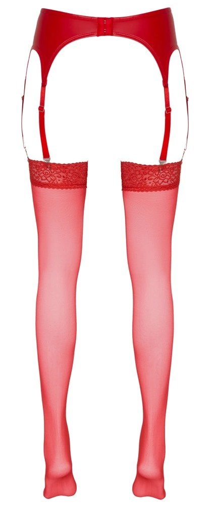 Cottelli Legwear Pończochy czerwone z szeroką koronką 20 den Cottelli Legwear Pończochy czerwone z szeroką koronką 20 den