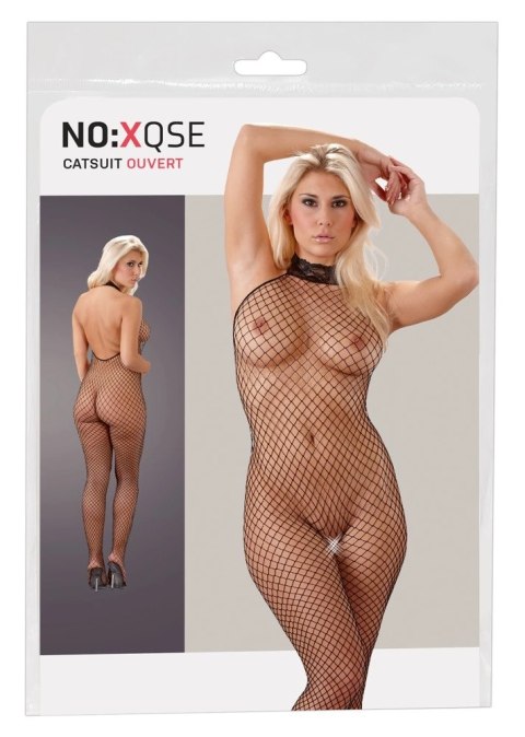 NO:XQSE Kombinezon siateczkowy z koronkowym kołnierzem M/L czarny NO:XQSE Kombinezon siateczkowy z koronkowym kołnierzem M/L czarny