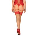 Obsessive Blossmina pończochy plus size czerwona koronka 6XL/7XL