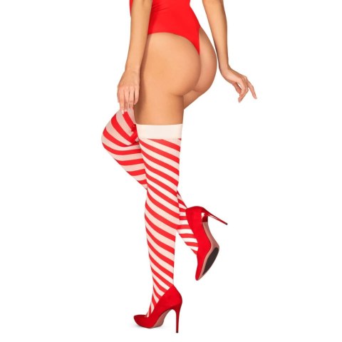 Obsessive Kissmas Pończochy Czerwono-Białe Paseczki S/M Multistretch Obsessive Kissmas Pończochy Czerwono-Białe Paseczki S/M Multistretch