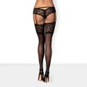Obsessive Letica Stockings Black S/M - pończochy z koronką, czarne
