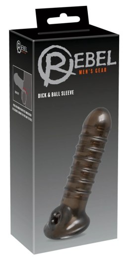 Rebel Nakładka Czarna z Otworem na Jądra i Rowkami 18 cm TPR