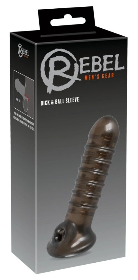 Rebel Nakładka Czarna z Otworem na Jądra i Rowkami 18 cm TPR Rebel Nakładka Czarna z Otworem na Jądra i Rowkami 18 cm TPR