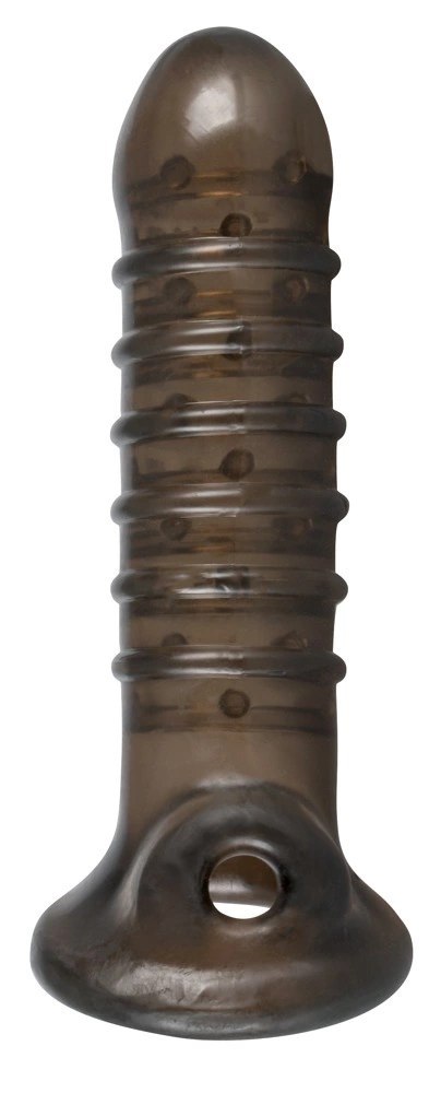 Rebel Nakładka Czarna z Otworem na Jądra i Rowkami 18 cm TPR Rebel Nakładka Czarna z Otworem na Jądra i Rowkami 18 cm TPR