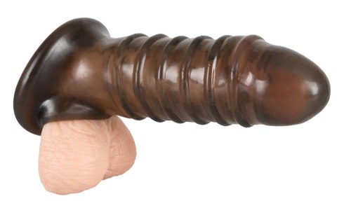 Rebel Nakładka Czarna z Otworem na Jądra i Rowkami 18 cm TPR Rebel Nakładka Czarna z Otworem na Jądra i Rowkami 18 cm TPR