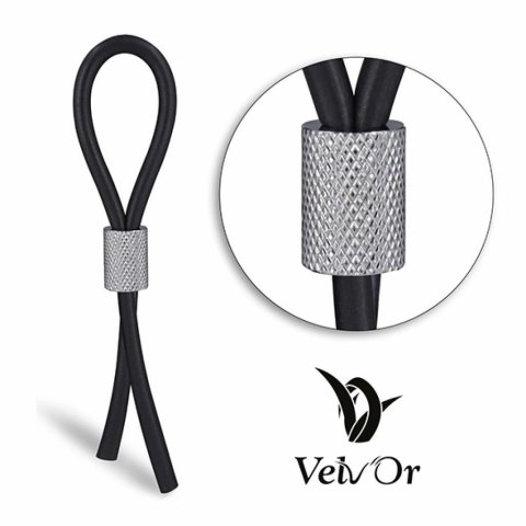 Velv'Or JBoa regulowany pierścień intymny silikonowo-stalowy czarny 13cm