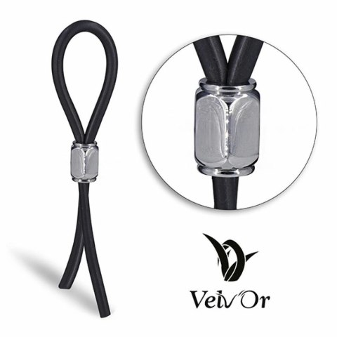Velv'Or JBoa regulowany pierścień silikonowo-stalowy czarno-srebrny 13cm Velv'Or JBoa regulowany pierścień silikonowo-stalowy czarno-srebrny 13cm