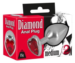 You2Toys Diamond Plug Medium czerwony kamień 8,2 cm aluminium