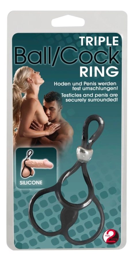 You2Toys Potrojny Pierścień Regulowany Czarny Silikon 13cm You2Toys Potrojny Pierścień Regulowany Czarny Silikon 13cm