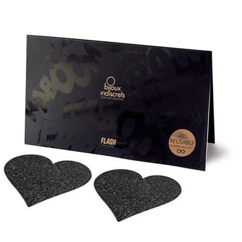 Bijoux Indiscrets Flash Heart Black - stylowe naklejki dekoracyjne czarne serca Bijoux Indiscrets Flash Heart Black - stylowe naklejki dekoracyjne czarne serca