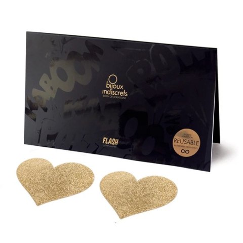 Bijoux Indiscrets Flash Heart Gold - Złote naklejki dekoracyjne serca Bijoux Indiscrets Flash Heart Gold - Złote naklejki dekoracyjne serca