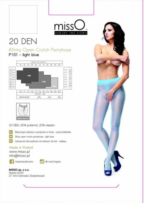 MissO P101 Rajstopy z wycięciem jasnoniebieskie L/XL połysk MissO P101 Rajstopy z wycięciem jasnoniebieskie L/XL połysk