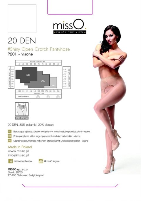 MissO P201 rajstopy wycięcie w kroku beżowe L/XL eleganckie 20 DEN MissO P201 rajstopy wycięcie w kroku beżowe L/XL eleganckie 20 DEN