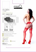 MissO S101 Pończochy do pasa czerwone S/M - wytrzymała dzianina