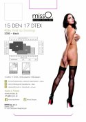 MissO S306 pończochy samonośne czarne S/M z ozdobnymi paskami