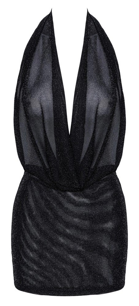 Noir Orgia Luminara Czarna Mini Sukienka M z Dekoltem Waterfall Noir Orgia Luminara Czarna Mini Sukienka M z Dekoltem Waterfall
