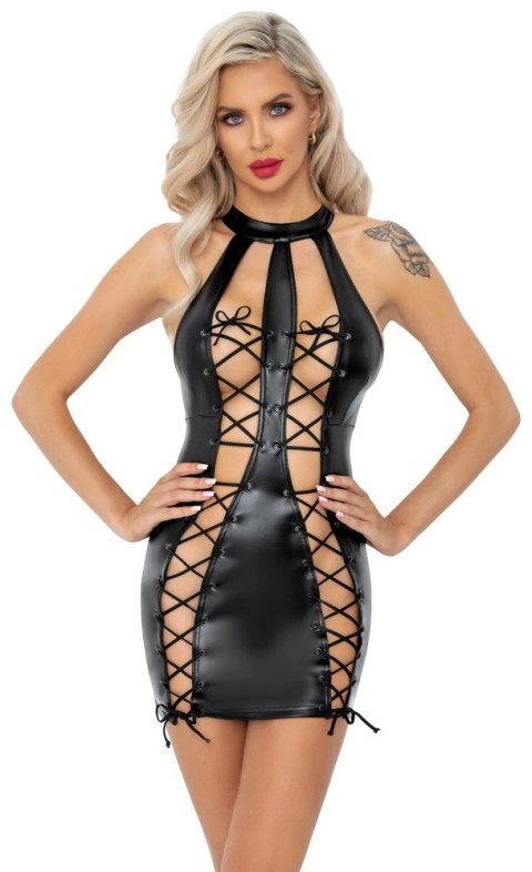 Noir Sukienka Powerwetlook Czarna S z Otwieranym Sznurowaniem Noir Sukienka Powerwetlook Czarna S z Otwieranym Sznurowaniem