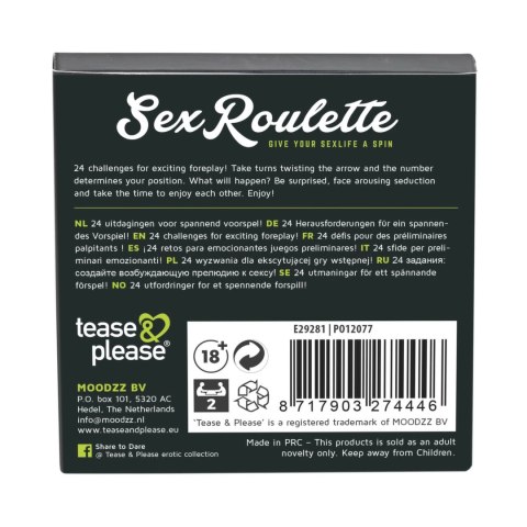 Tease and Please Sex Roulette Foreplay - gra planszowa dla par, 24 wyzwania Tease and Please Sex Roulette Foreplay - gra planszowa dla par, 24 wyzwania