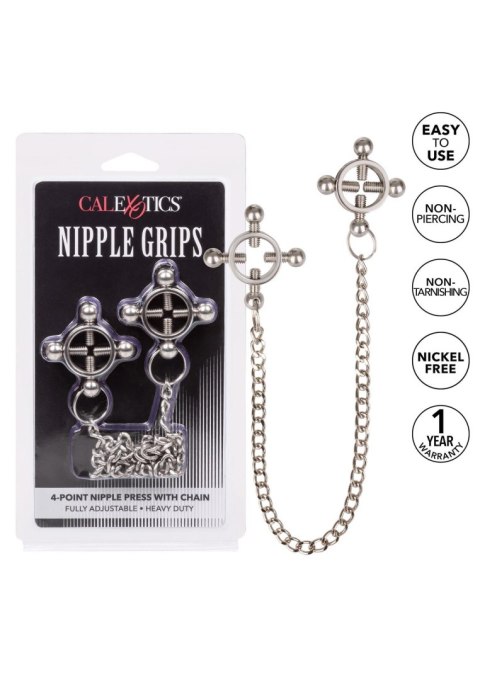 4 Point Nipple Press w Chain Black 4 Point Nipple Press w Chain Black