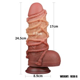King Size Dual-Layered Platinum Silicone Cock 9.5’’ z Linką