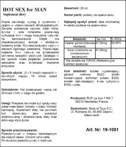 Hot Sex for Man – Suplement diety w płynie (20 ml) Hot Sex for Man – Suplement diety w płynie (20 ml)