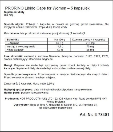 Supl.diety-PRORINO Women- 5pcs black line Libido Caps Supl.diety-PRORINO Women- 5pcs black line Libido Caps