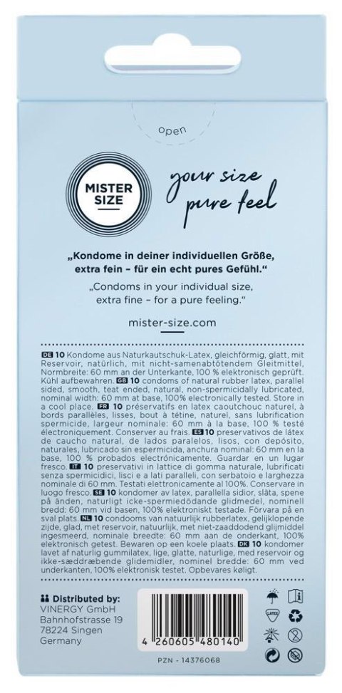 Mister Size 60 mm – prezerwatywy (10 sztuk) Mister Size 60 mm – prezerwatywy (10 sztuk)