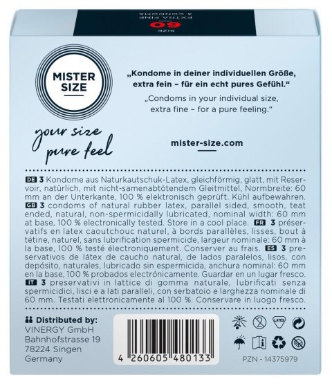 Mister Size 60 mm – prezerwatywy (3 sztuki) Mister Size 60 mm – prezerwatywy (3 sztuki)