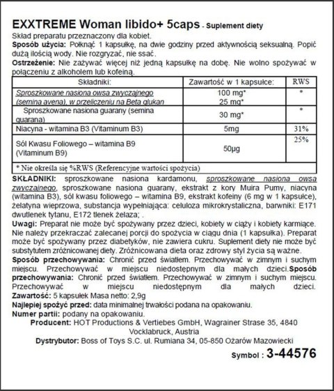 Supl.diety-eXXtreme Libido caps woman 1x5 Stk. Supl.diety-eXXtreme Libido caps woman 1x5 Stk.