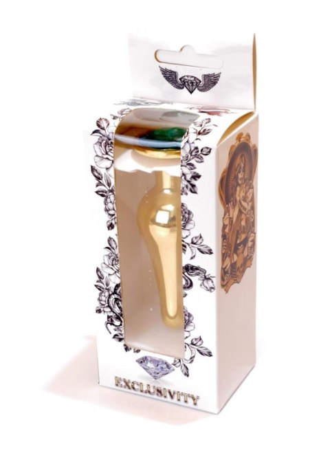 Plug-Jewellery Gold BUTT PLUG- Green Plug-Jewellery Gold BUTT PLUG- Green