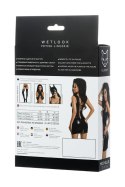 Glossy Shiny Wetlook dress with a lace MICHELLE - black M Glossy Shiny Wetlook dress with a lace MICHELLE - black M