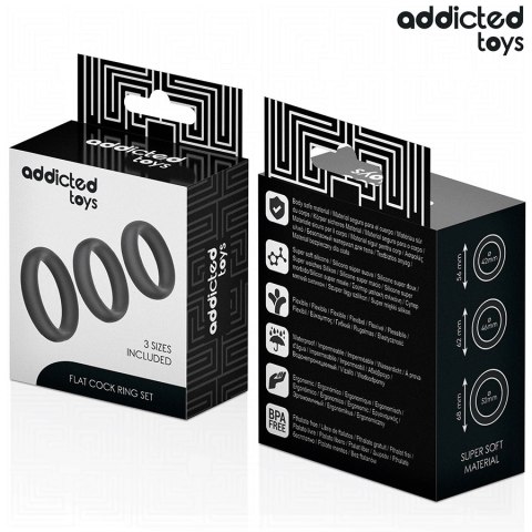 Addicted Toys Zestaw 3 Płaskich Pierścieni Silikonowych Komfort ADDICTED TOYS Addicted Toys Zestaw 3 Płaskich Pierścieni Silikonowych Komfort ADDICTED TOYS
