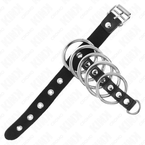 KINK Pasek skorzany z blokadą i 5 metalowymi pierścieniami 21x2cm KINK RING POWER KINK Pasek skorzany z blokadą i 5 metalowymi pierścieniami 21x2cm KINK RING POWER